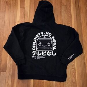 OfflineTV OTV No Signal No Terebi Black Graphic Hoodie 2020 Merch Sz L Men/Uni